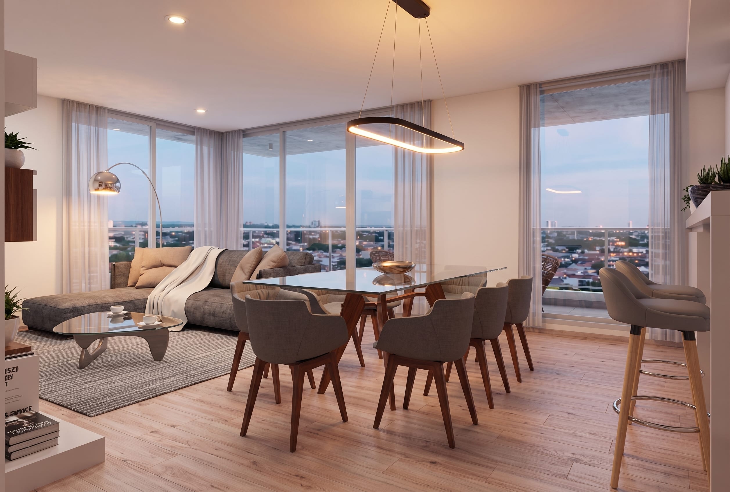 Living comedor con vista a la ciudad