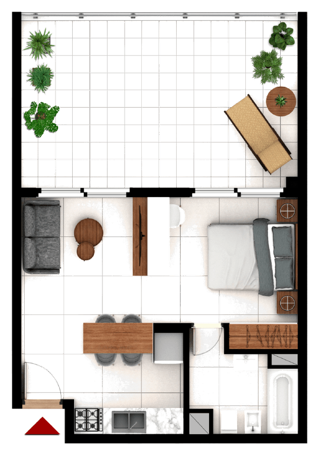 Plano de la tipología Loft + Patio